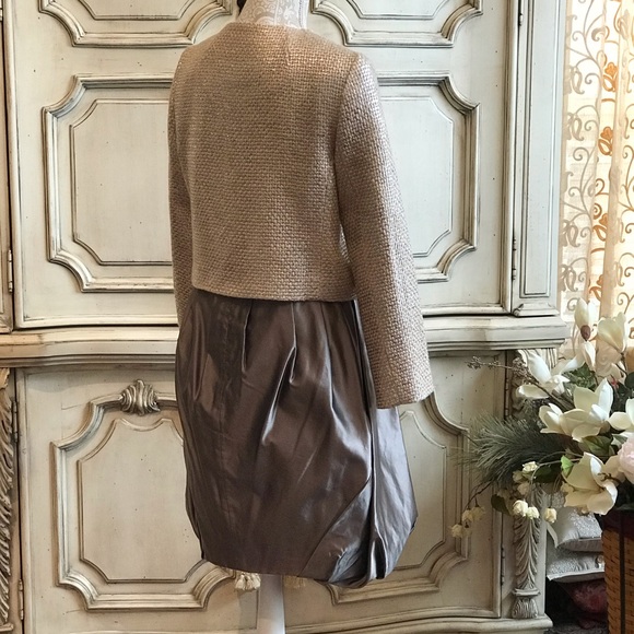 DESIGNER SILK SKIRT SHIMMERY SILVERED SILK DUPONI BY BARNEY’S NY SIZE 8 LIKE NEW - Picture 5 of 8